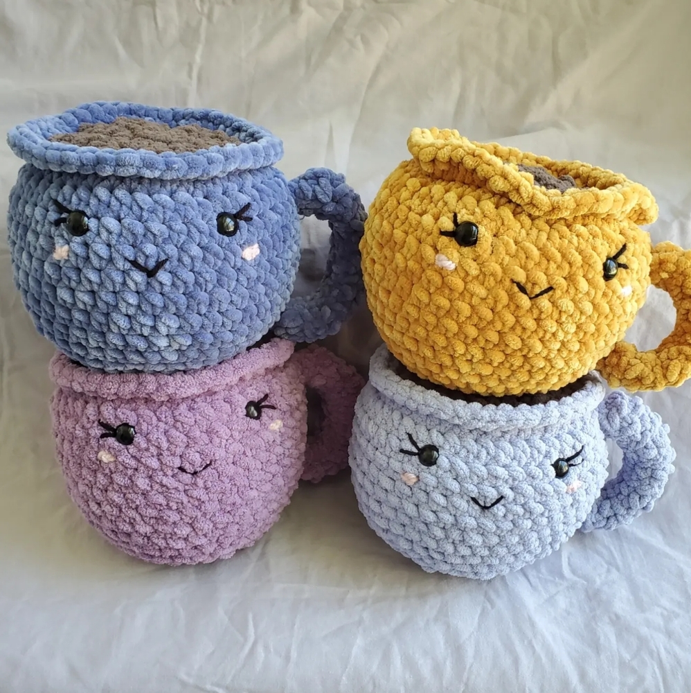 Blue Crocheted Coffee Plushie - Picture 4 of 7